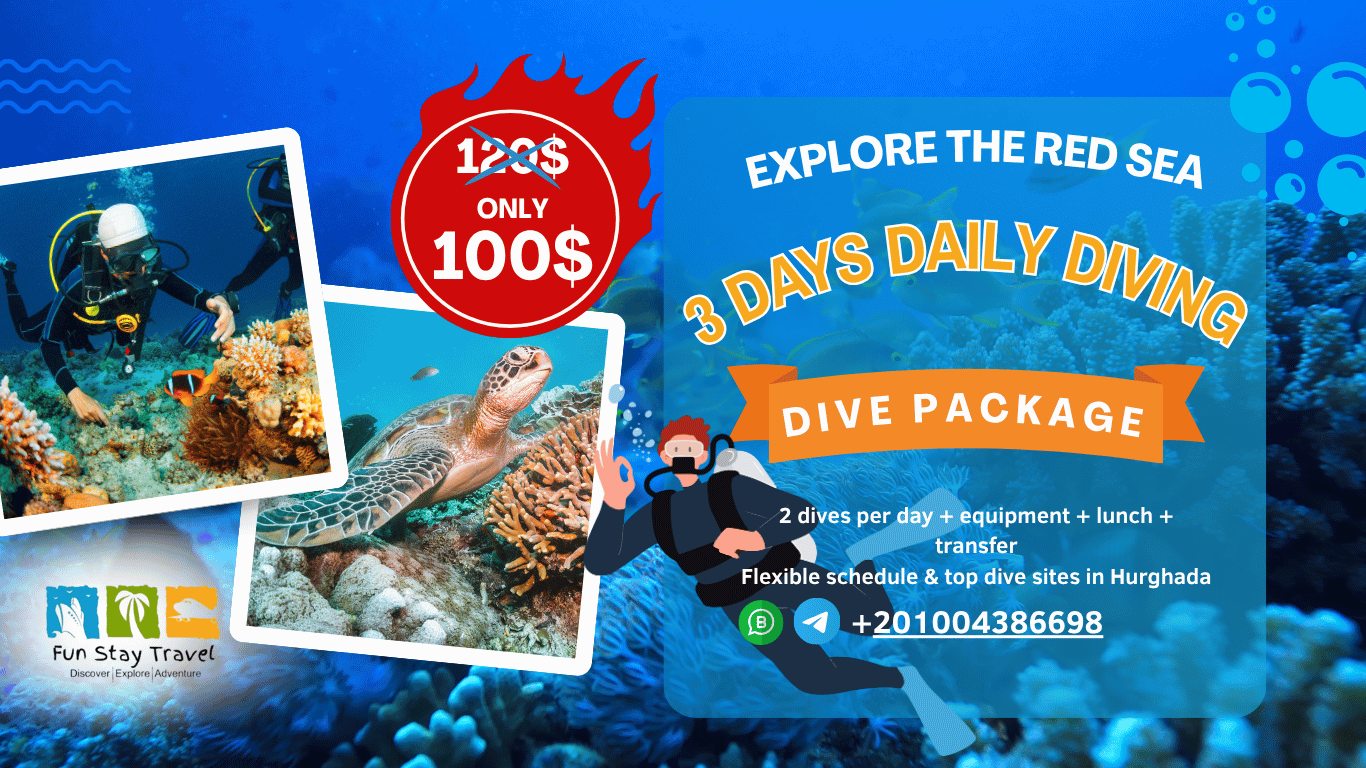 alt="3 Days Daily Diving in Hurghada — certified divers program with 2 dives per day, lunch and equipment included"